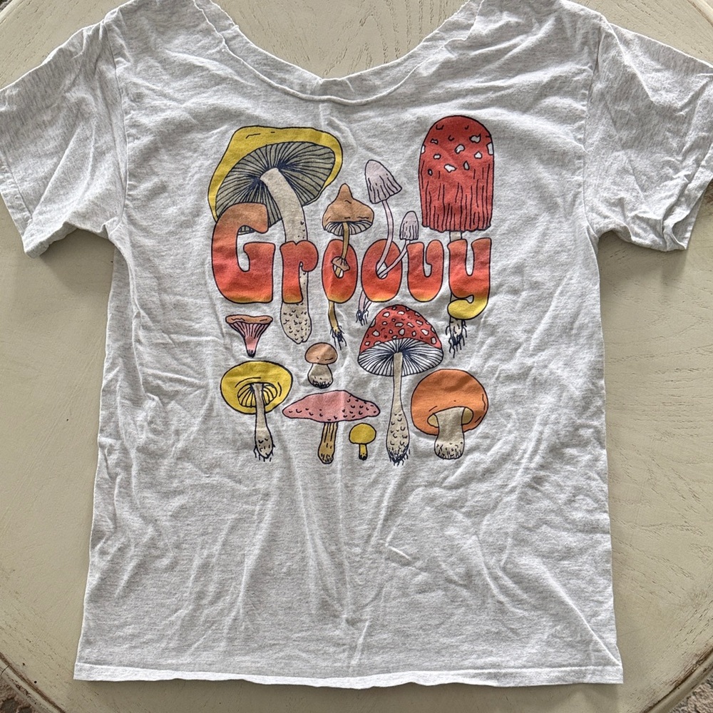Groovy Mushroom Boho Hippie Festival Graphic Scoopneck Tee